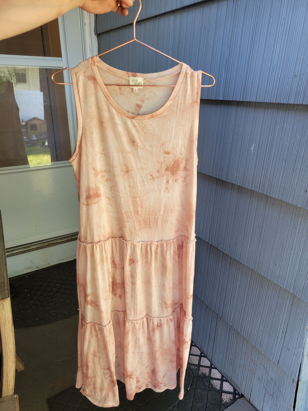 Allison Joy Sleeveless Blush Tie-Dye Tiered Maxi Dress